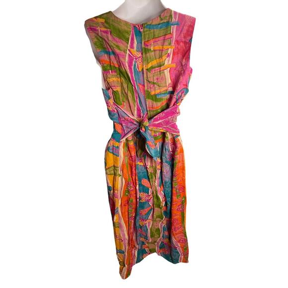 Vintage Rabbit Rabbit Rabbit Designs Abstract Print Midi Dress Boho 90s Size 10 - Picture 2 of 7